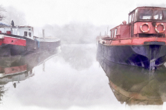 Bateaux dans la brume (aquarelle)