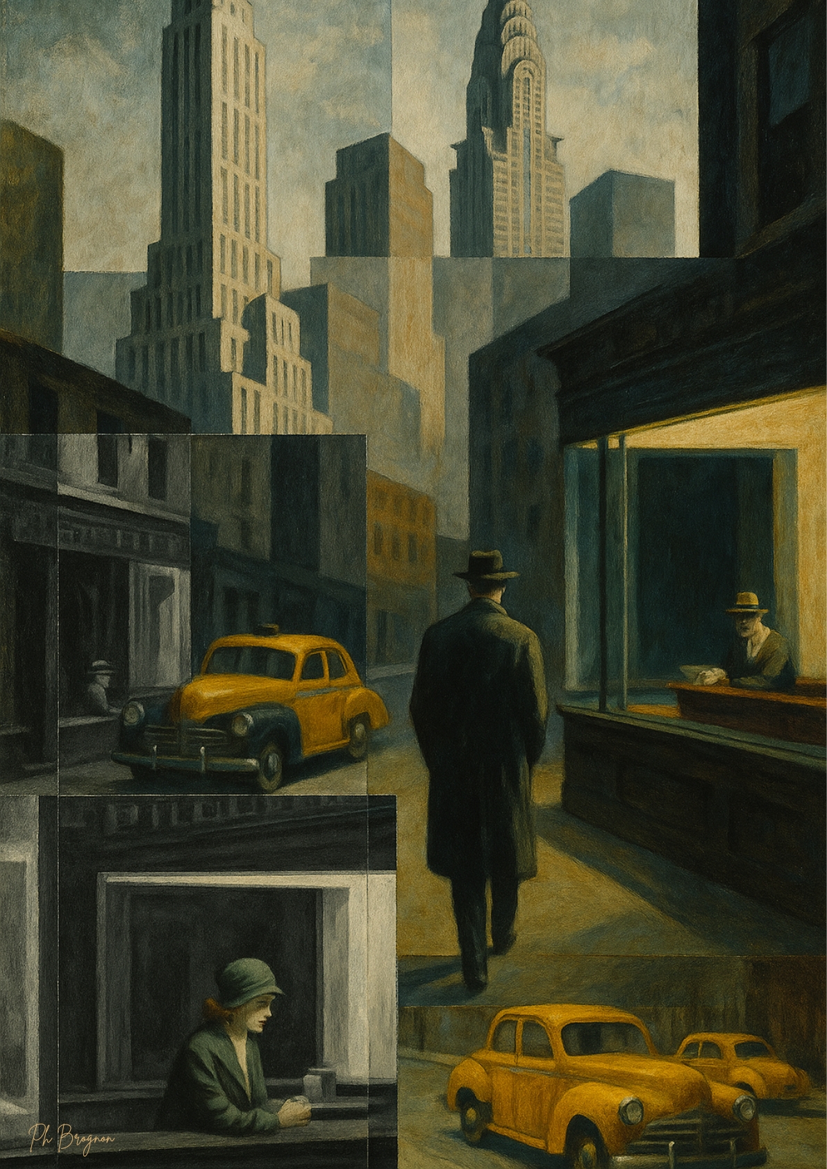 Hommage à Edward Hopper creation numerique par Philippe Brognon