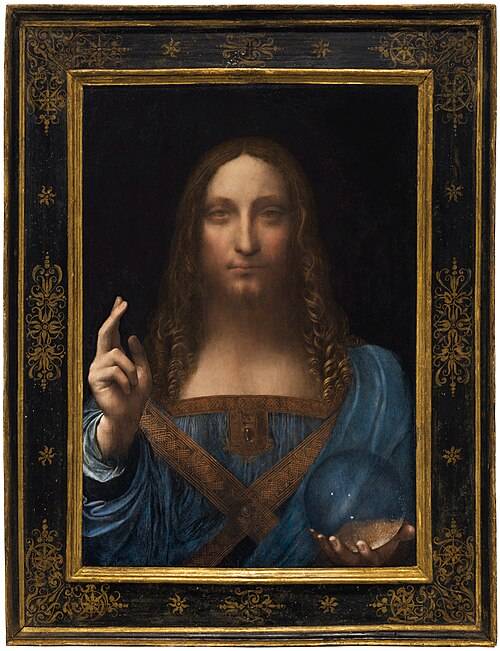 Leonardo_da_Vinci_or_Boltraffio_(attrib)_Salvator_Mundi_circa_1500 « Salvator Mundi, Léonard de Vinci, image via Wikimedia Commons ».